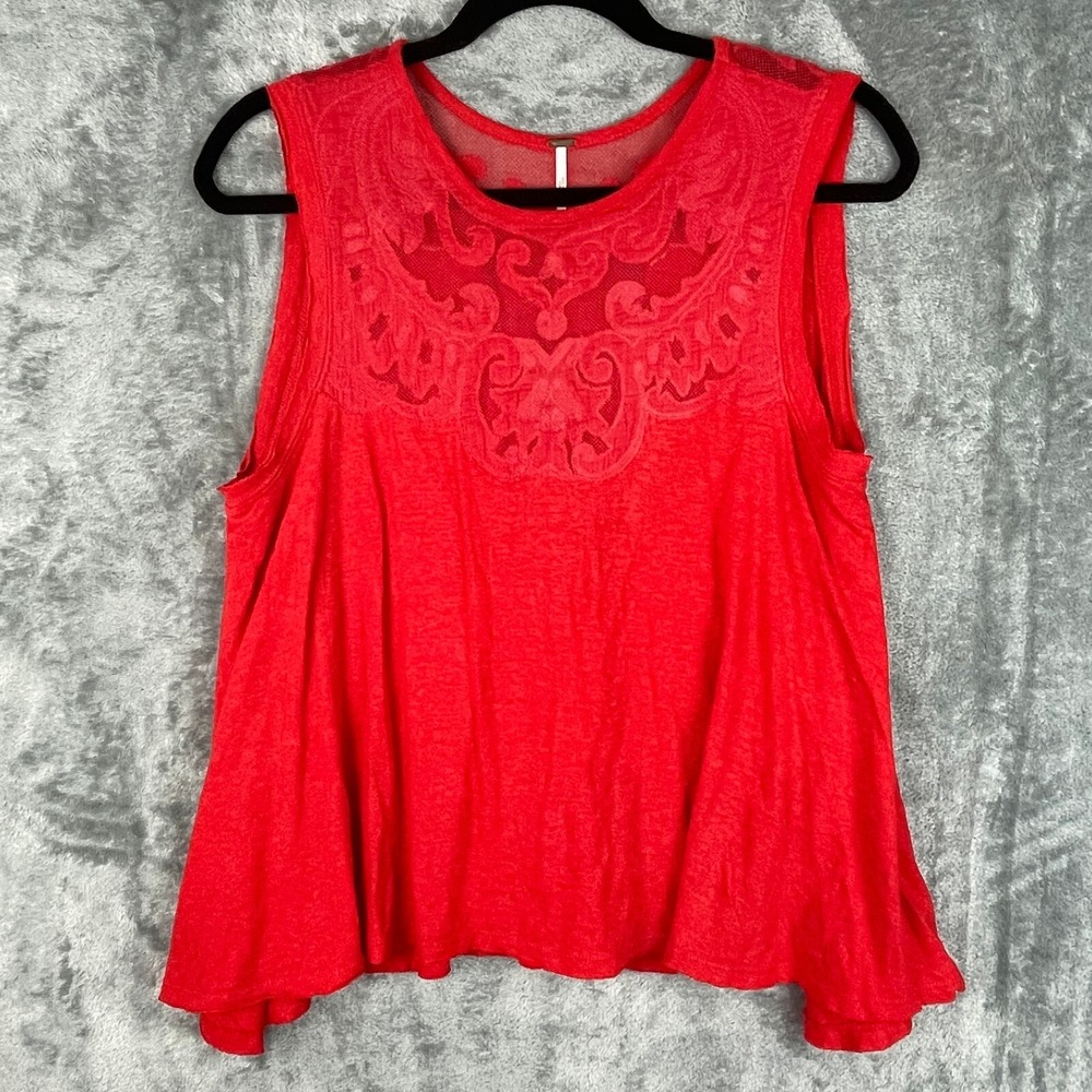 Free People Women's Purple Meant To Be Swing Tank Top Size Small Red Boho Lace